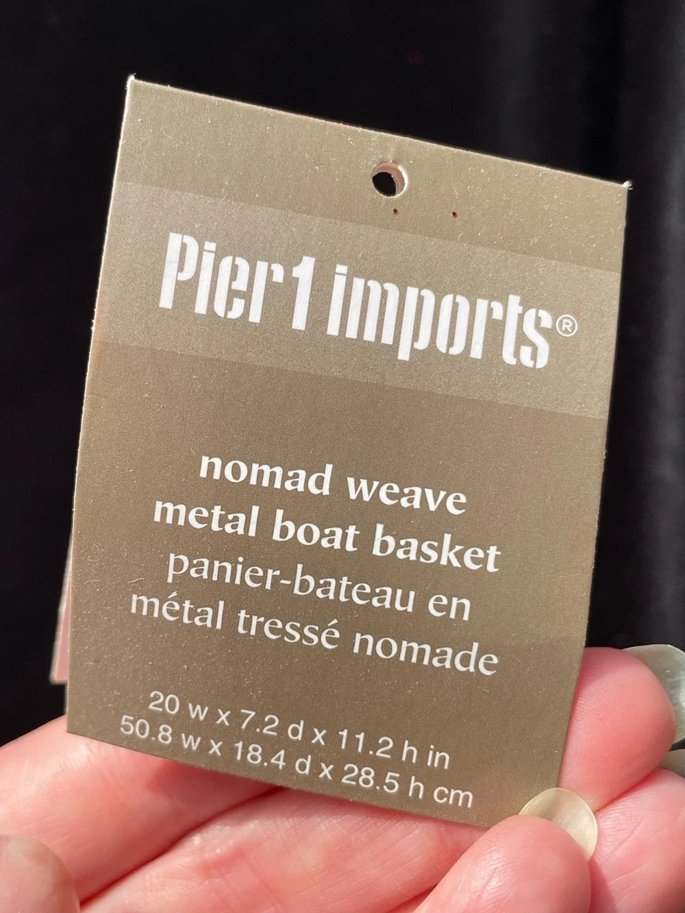 Pier 1 Nomad Weave Metal Boat Basket with Red and Silver Rattan Glitter Spheres